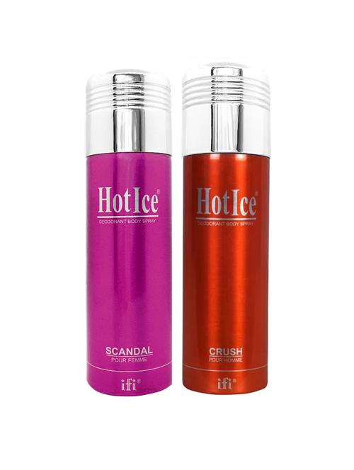 hot ice scandal pour femme & crush pour homme deodorant perfume, 200ml pack of 2 - 18010475 - Very Small Image - 1