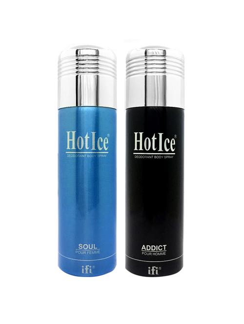 hot ice soul pour femme & addict pour homme deodorant perfume, 200ml pack of 2 - 18010476 - Very Small Image - 1