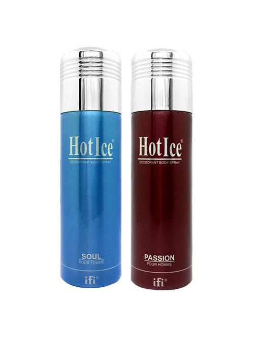 hot ice soul pour femme & passion pour homme deodorant perfume, 200ml pack of 2 - 18010479 - Very Small Image - 1