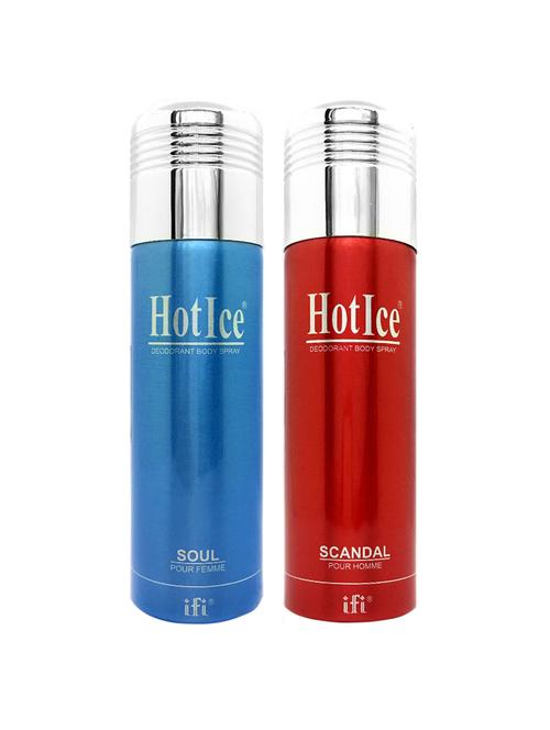 hot ice soul pour femme & scandal pour homme deodorant perfume, 200ml pack of 2 - 18010480 - Very Small Image - 1
