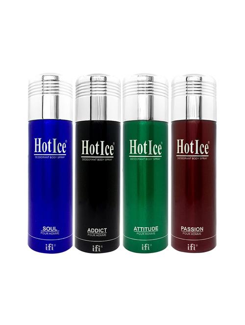 hot ice soul, addict, attitude & passion pour homme deodorant, 200ml each, pack of 4 - 18010492 - Very Small Image - 1