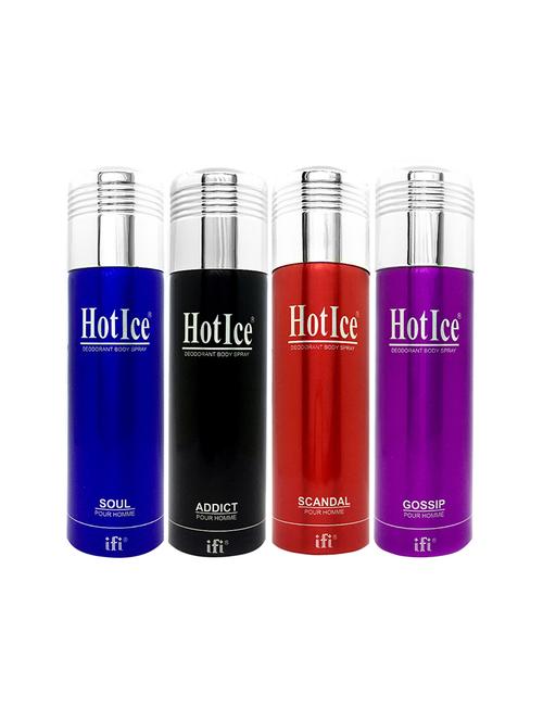 hot ice soul, addict, sandal & gossip pour homme deodorant, 200ml each, pack of 4 - 18010494 - Very Small Image - 1