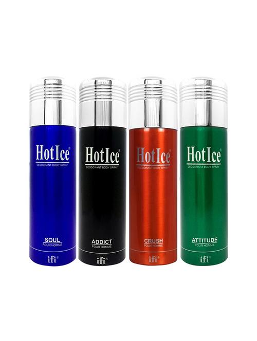 hot ice soul, addict, crush & attitude pour homme deodorant, 200ml each, pack of 4 - 18010495 - Very Small Image - 1