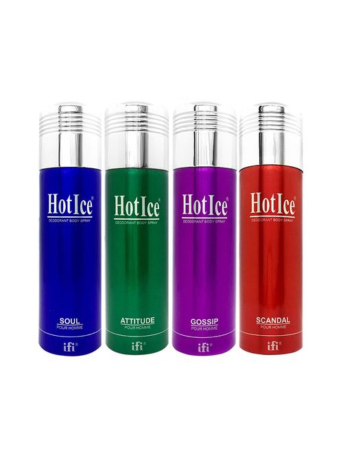 hot ice soul, attitude, gossip & sandal pour homme deodorant, 200ml each, pack of 4 - 18010496 - Very Small Image - 1