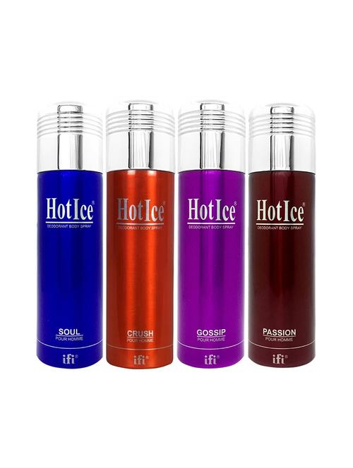 hot ice soul, crush, gossip & passion pour homme deodorant, 200ml each, pack of 4 - 18010497 - Very Small Image - 1