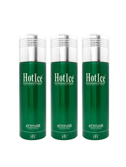 hot ice attitude pour homme deodorant perfume body spray, 200ml pack of 3 - 18010501 - Very Small Image - 1