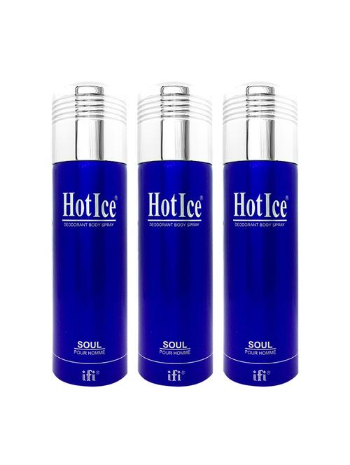 hot ice soul pour homme deodorant perfume body spray, 200ml pack of 3 - 18010507 - Very Small Image - 1