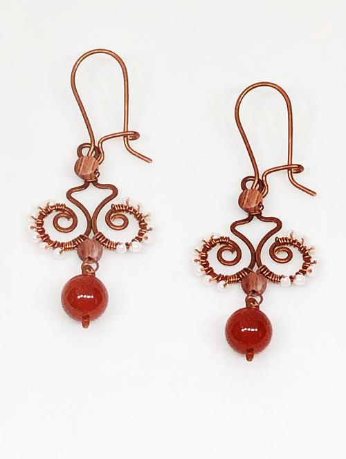 orange stone drop earring - 18010957 - Very Small Image - 1
