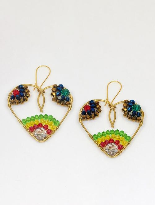 multicolored crystals heart hoop earring - 18010961 - Very Small Image - 1
