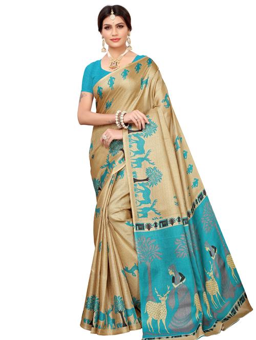 conversational printed saree with blouse - 18011004 - Very Small Image - 1
