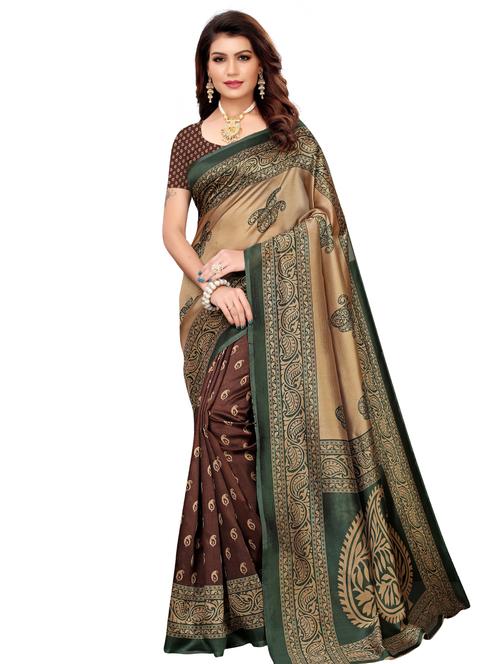 paisley printed saree with blouse - 18011005 - Very Small Image - 1