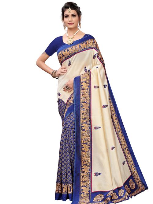 floral printed saree with blouse - 18011037 - Very Small Image - 1