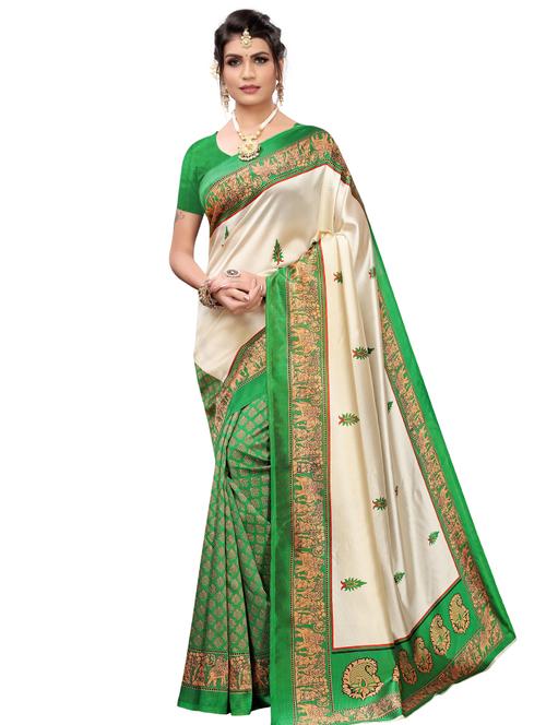 floral printed saree with blouse - 18011042 - Very Small Image - 1