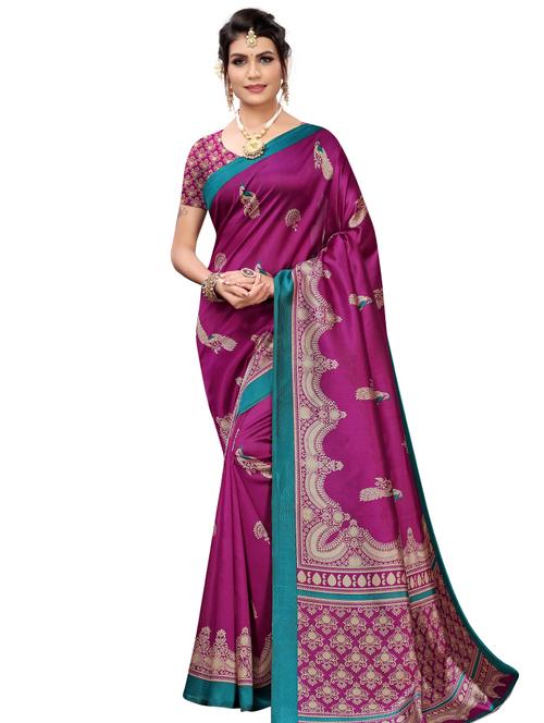 conversational printed saree with blouse - 18011045 - Very Small Image - 1