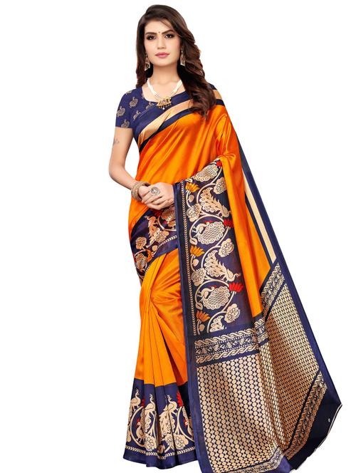 conversational printed saree with blouse - 18011056 - Very Small Image - 1