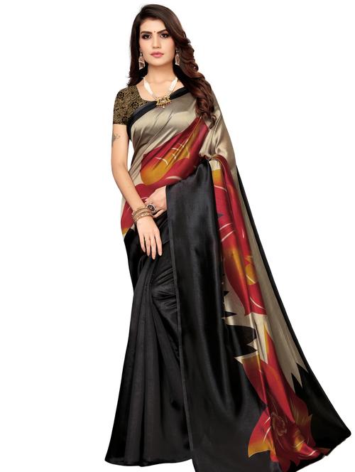 floral printed saree with blouse - 18011061 - Very Small Image - 1