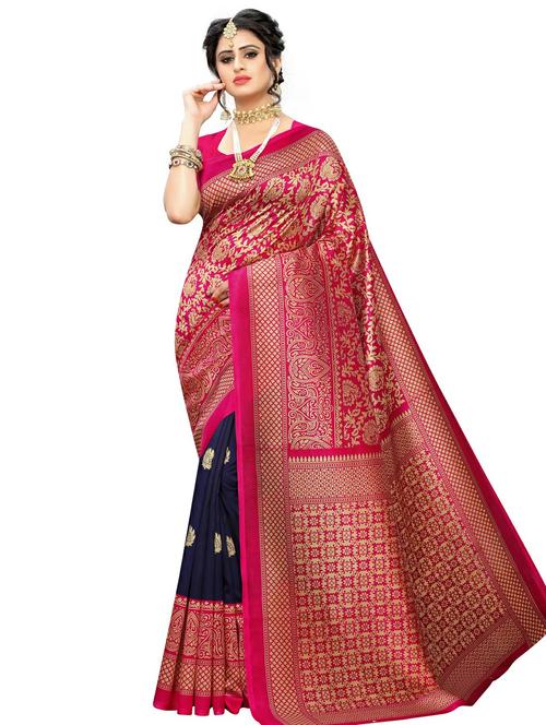 floral half & half saree with blouse - 18011064 - Very Small Image - 1