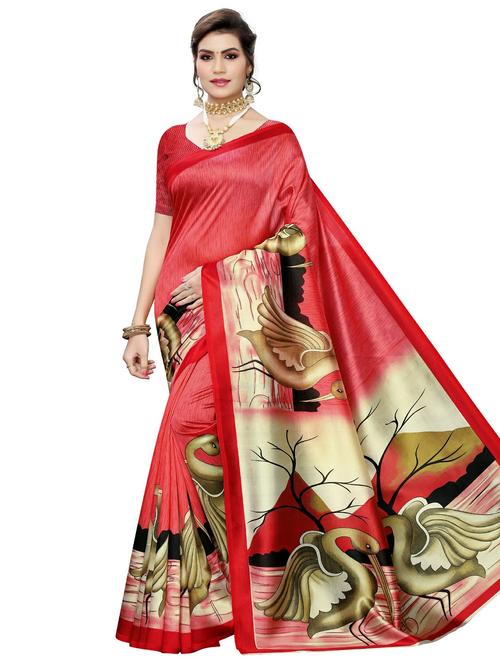 conversational printed saree with blouse - 18011070 - Very Small Image - 1