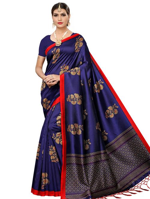 floral printed saree with blouse - 18011093 - Very Small Image - 1