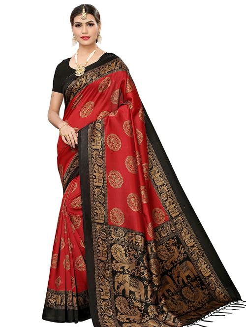 conversational printed saree with blouse - 18011098 - Very Small Image - 1