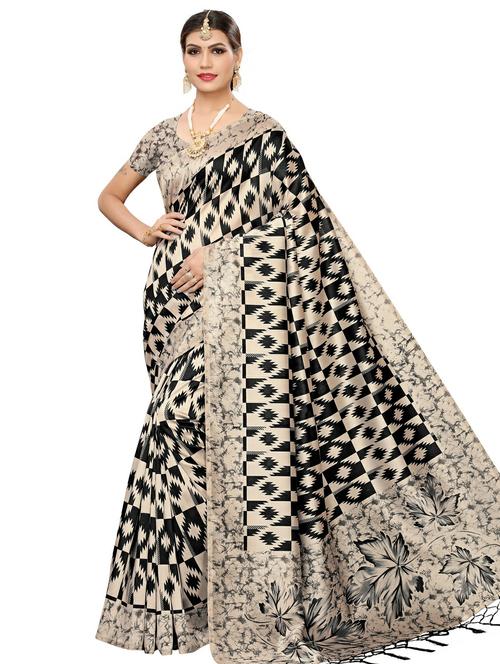multi colored art silk printed saree with blouse - 18011101 - Very Small Image - 1