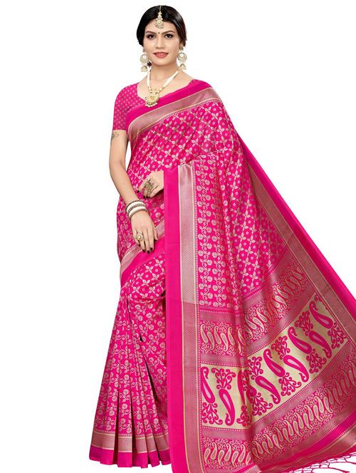floral printed saree with blouse - 18011107 - Very Small Image - 1