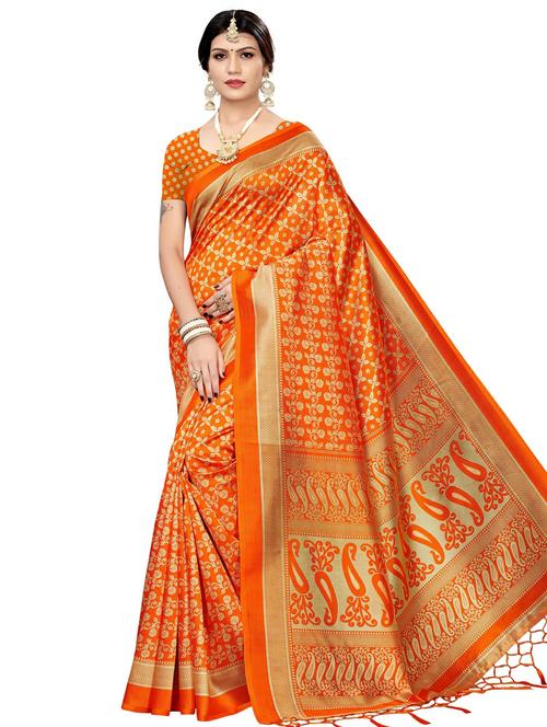 floral printed saree with blouse - 18011110 - Very Small Image - 1