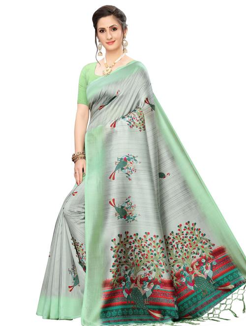 conversational printed saree with blouse - 18011120 - Very Small Image - 1