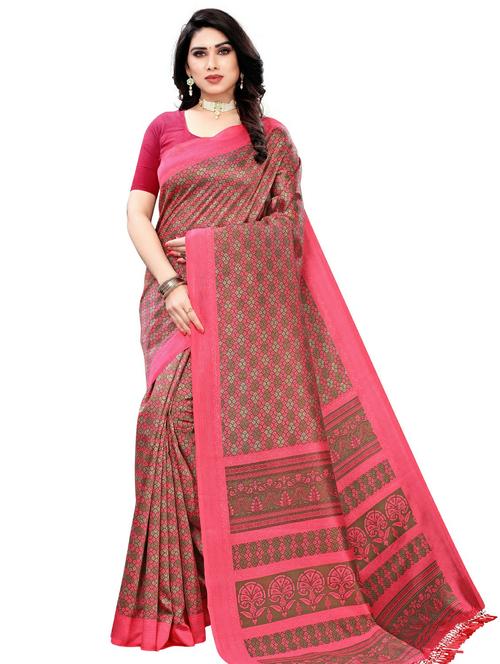 floral printed saree with blouse - 18011129 - Very Small Image - 1