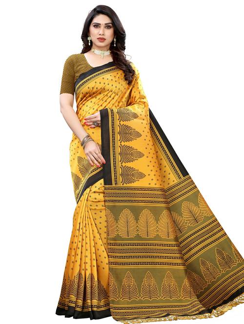 floral printed saree with blouse - 18011130 - Very Small Image - 1