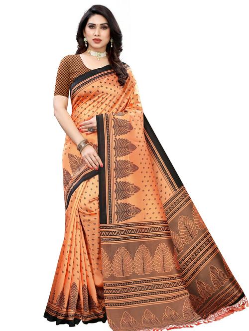 floral printed saree with blouse - 18011134 - Very Small Image - 1