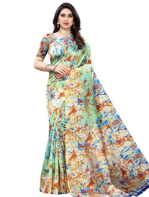 abstract printed saree with blouse - 18011137 - Very Small Image - 1