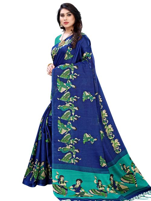 madhubani printed saree with blouse - 18011193 - Very Small Image - 1
