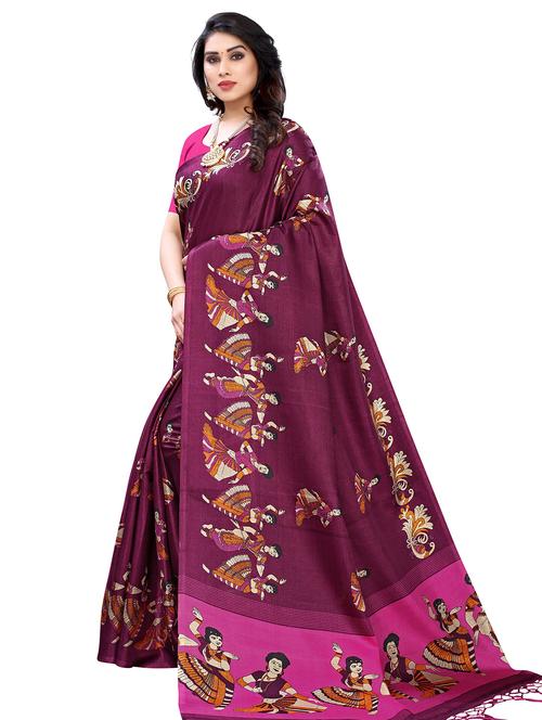 madhubani printed saree with blouse - 18011195 - Very Small Image - 1