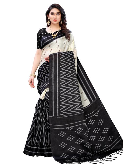 ikat printed saree with blouse - 18011199 - Very Small Image - 1