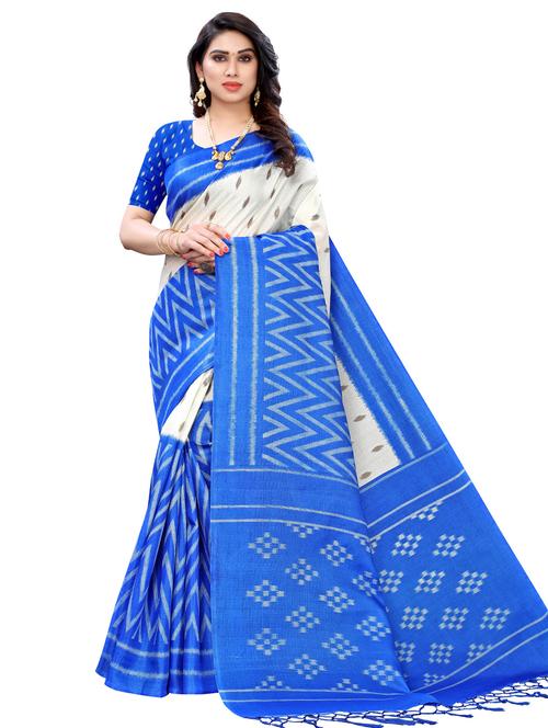 floral printed saree with blouse - 18011201 - Very Small Image - 1