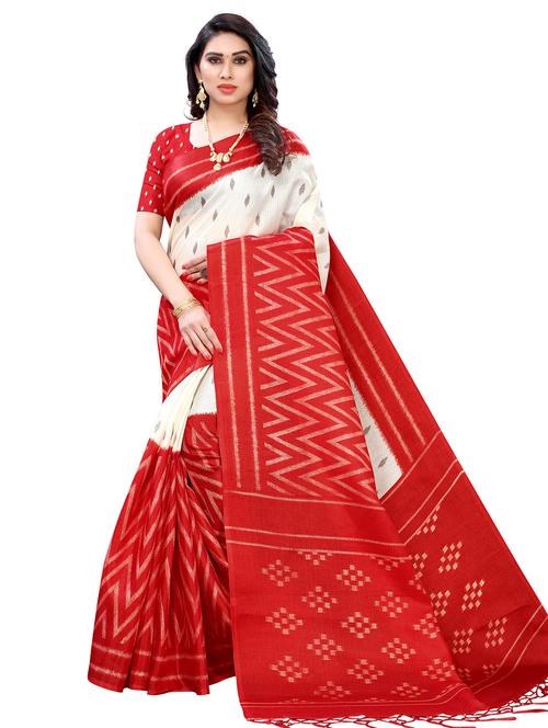 ikat printed saree with blouse - 18011203 - Very Small Image - 1