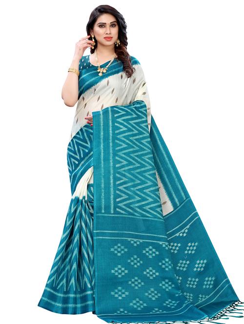 ikat printed saree with blouse - 18011205 - Very Small Image - 1