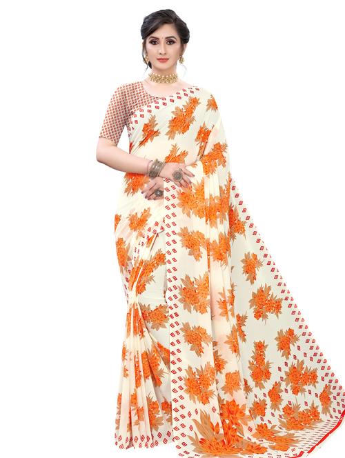 floral printed saree with blouse - 18011208 - Very Small Image - 1