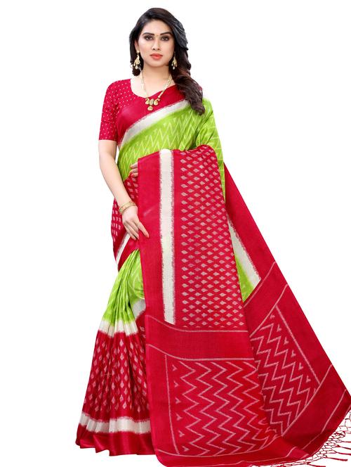 ikat printed saree with blouse - 18011209 - Very Small Image - 1