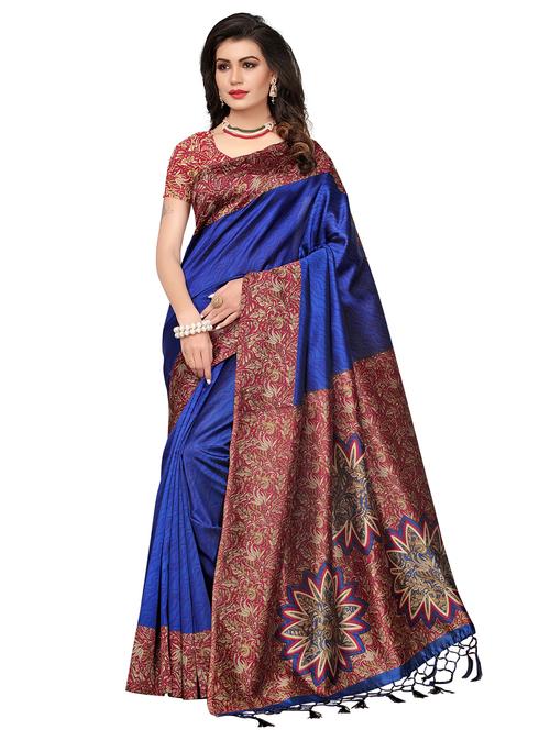 floral printed saree with blouse - 18011221 - Very Small Image - 1