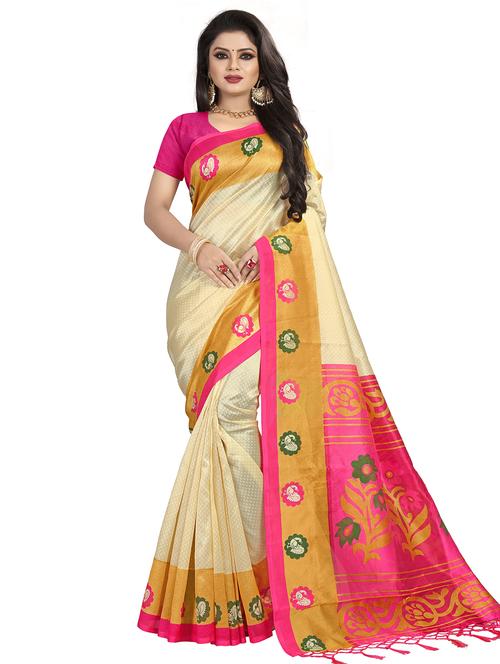 conversational printed saree with blouse - 18011225 - Very Small Image - 1