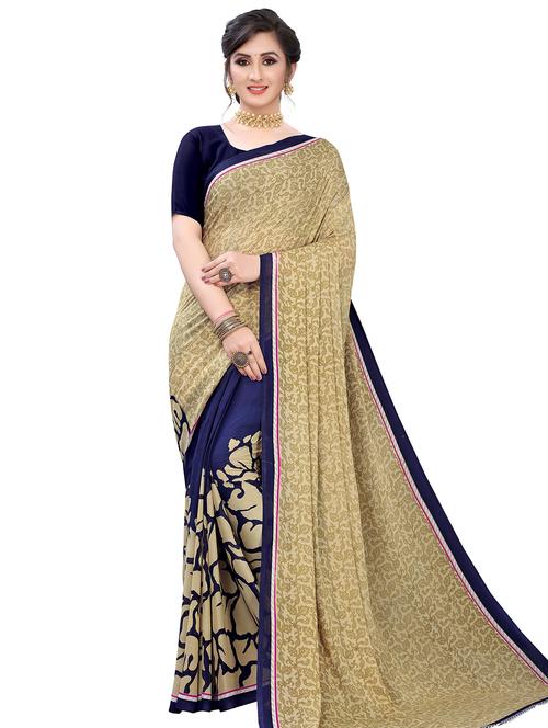 floral printed saree with blouse - 18011228 - Very Small Image - 1