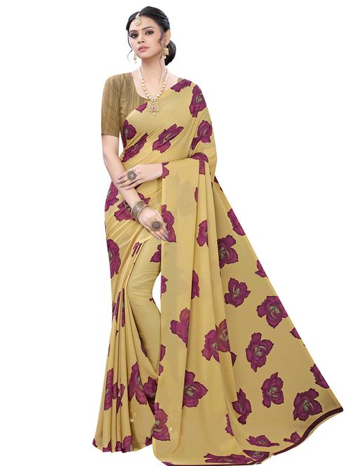 floral printed saree with blouse - 18011230 - Very Small Image - 1