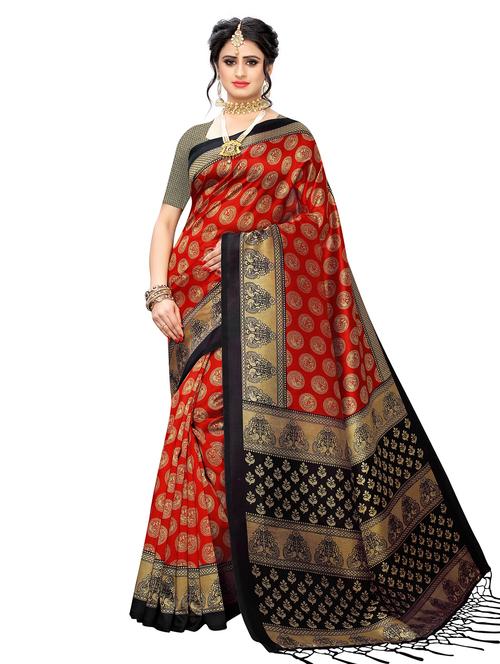 conversational printed saree with blouse - 18011239 - Very Small Image - 1
