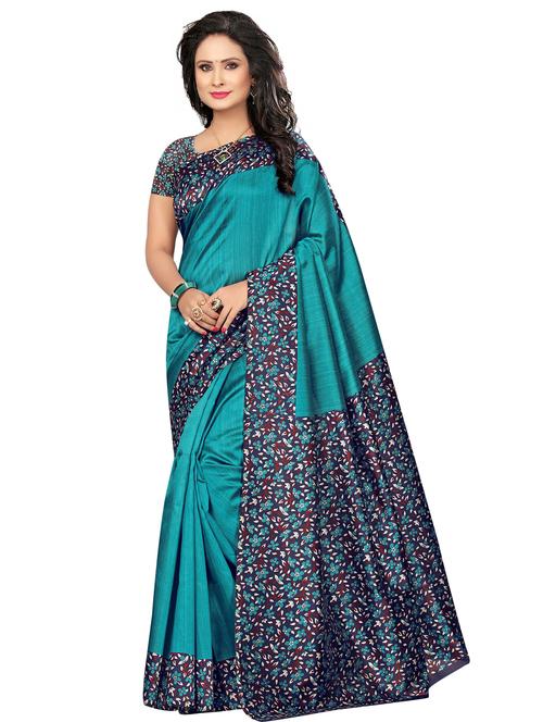 floral printed saree with blouse - 18011274 - Very Small Image - 1
