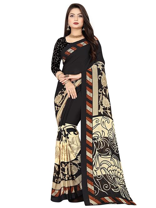 floral printed saree with blouse - 18011655 - Very Small Image - 1