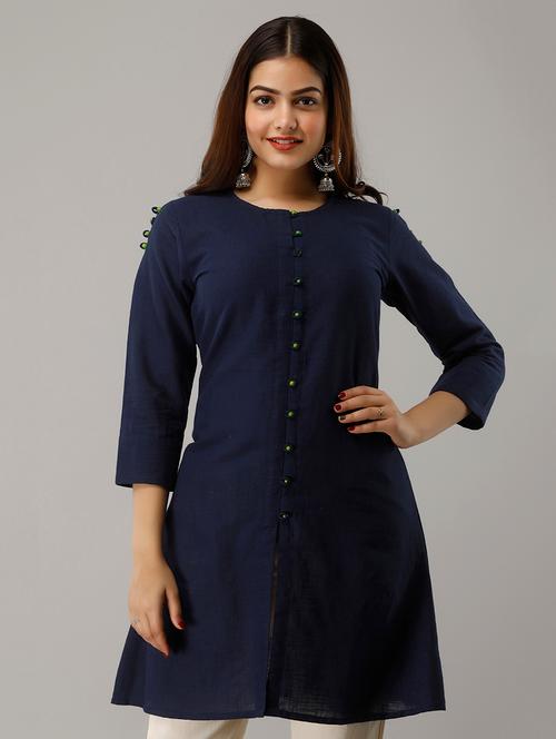 round neck solid tunic - 18011771 - Very Small Image - 1