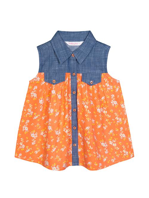 orange cotton frock - 18011782 - Very Small Image - 1