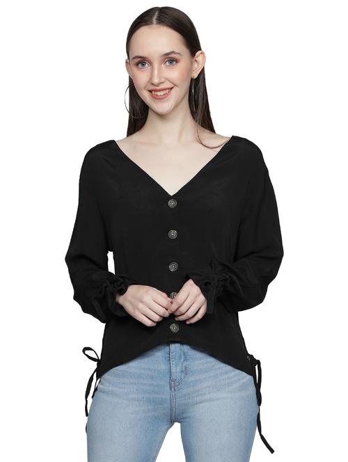 v-neck solid top - 18012107 - Very Small Image - 1